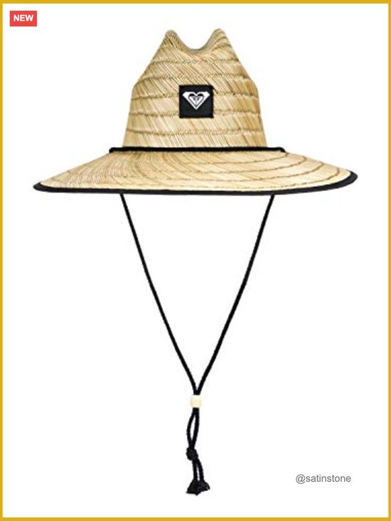 Wide Brim Straw Sun Hat with Chin Strap UPF 50+